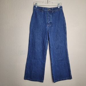 Rollas Sailor Denim High Rise Wide Leg Jeans Size 28 Aussie 10 Blue Button Fly